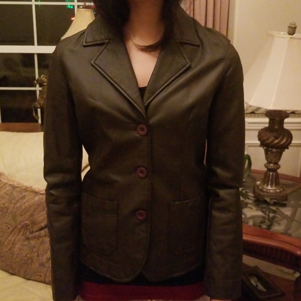 Brown leather jacket